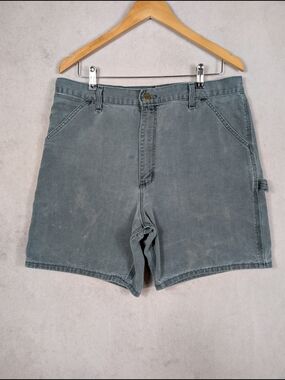 Carhartt B24 HTG Carpenter Shorts Hunter Green Mens Size 38 Vintage Faded